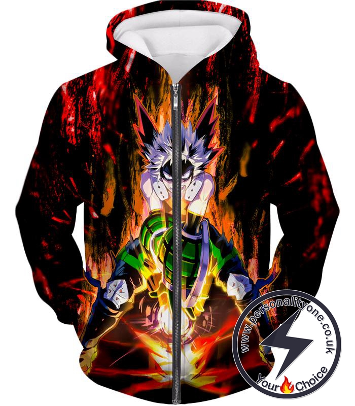 My Hero Academia Awesome Explosion Quirk Hero Bakugo Katsuki Ultimate Action Zip Up Hoodie